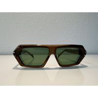 VINTAGE *NEW* 1970's Glam Unisex Sunglasses Brown Hex Frame MINT