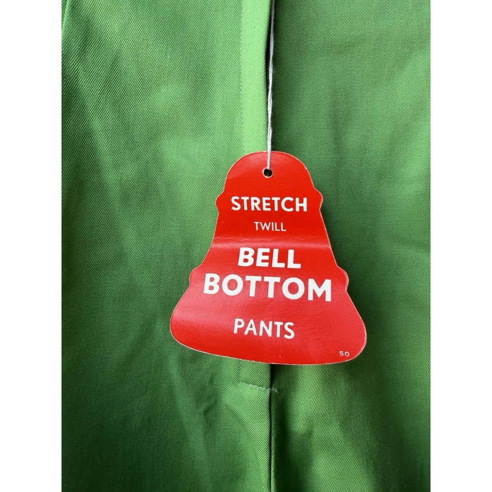 VINTAGE *NEW* 1960's Green Stretch Twill Capri Bell Bottom Cotton Pants Size 10