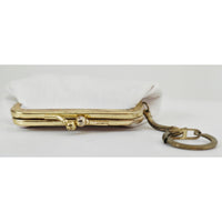VINTAGE *NEW* 1960's White Change Purse with Key Ring