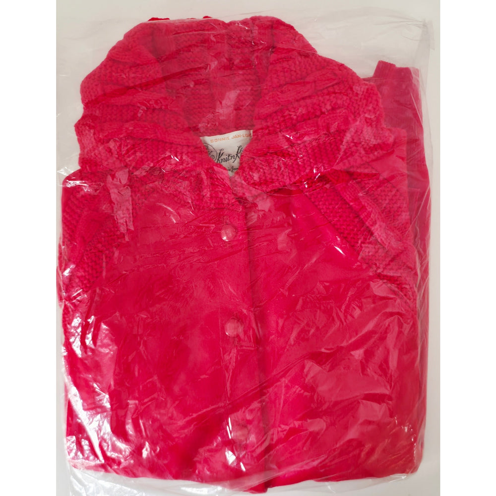VINTAGE *NEW* 1960's Red Collared Women's Sweater w/Buttons 100% Nylon Size 38