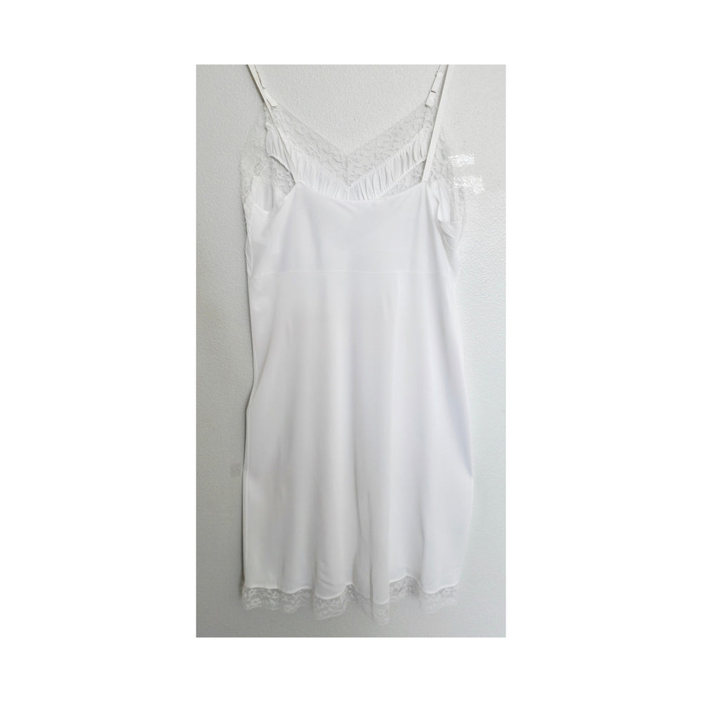 VINTAGE *NEW* 1960's Women's White  with Lace Trim Slip Dress Size 46