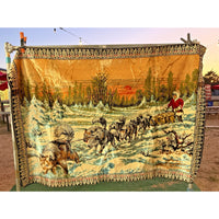 VINTAGE *PRISTINE* 1960's Dog Sledding Italian Velvet Tapestry