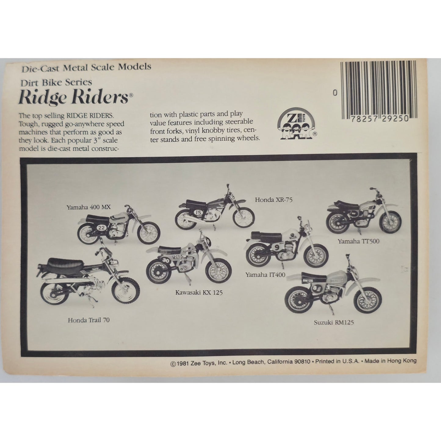 VINTAGE *NEW* 1981 Ridge Rider Orange Honda XR-75 Metal Scale Die-Cast Toy Motorcycle