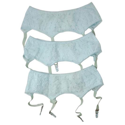 VINTAGE *NEW* 1950's Women's Light Blue Garter w/Flowers Size L Lot of 3