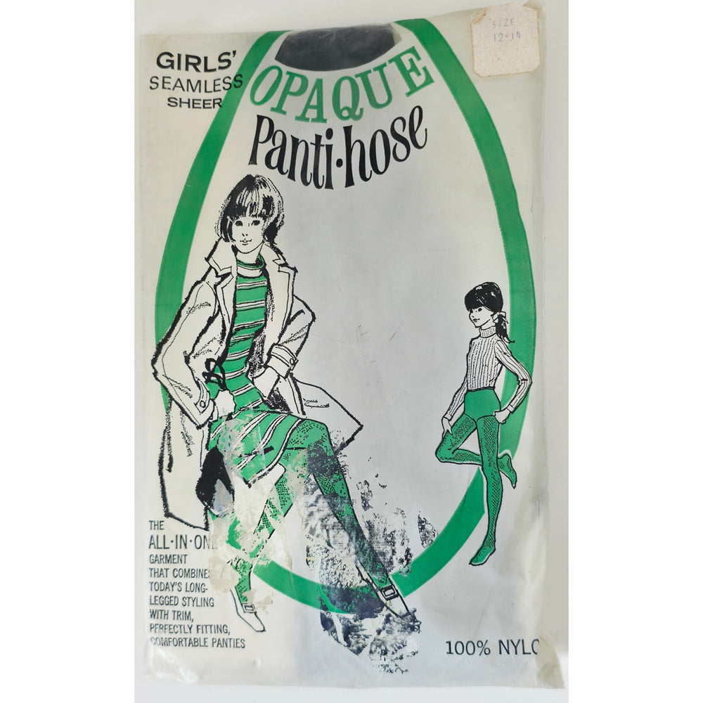 VINTAGE *NEW* 1960's Girls Opaque  Pant Hose Black Size 12-14 USA