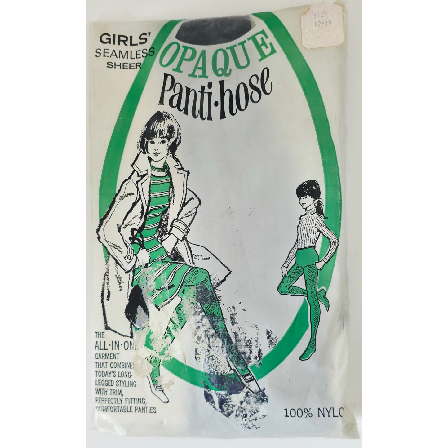 VINTAGE *NEW* 1960's Girls Opaque  Pant Hose Black Size 12-14 USA