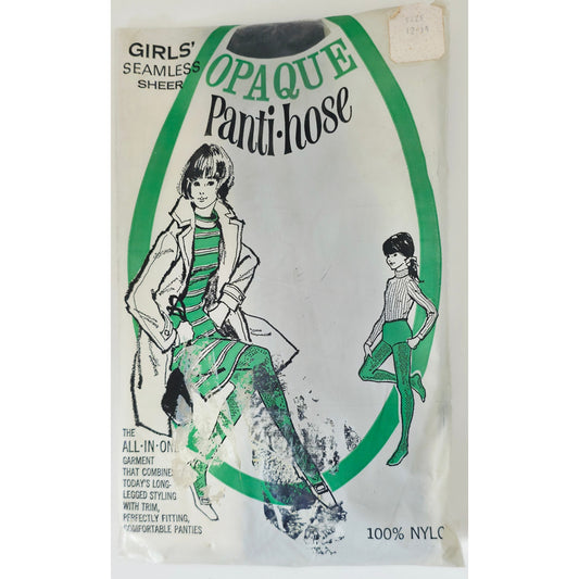 VINTAGE *NEW* 1960's Girls Opaque  Pant Hose Black Size 12-14 USA