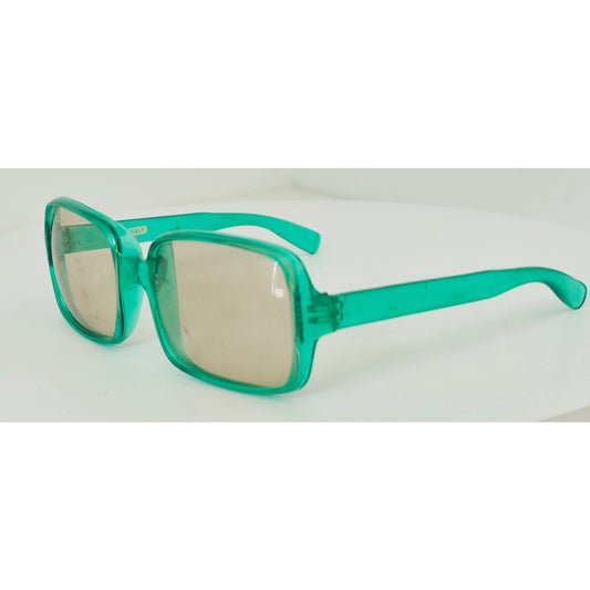VINTAGE *NEW* 1970's Glam Unisex Sunglasses Green Frame with Tinted Lens