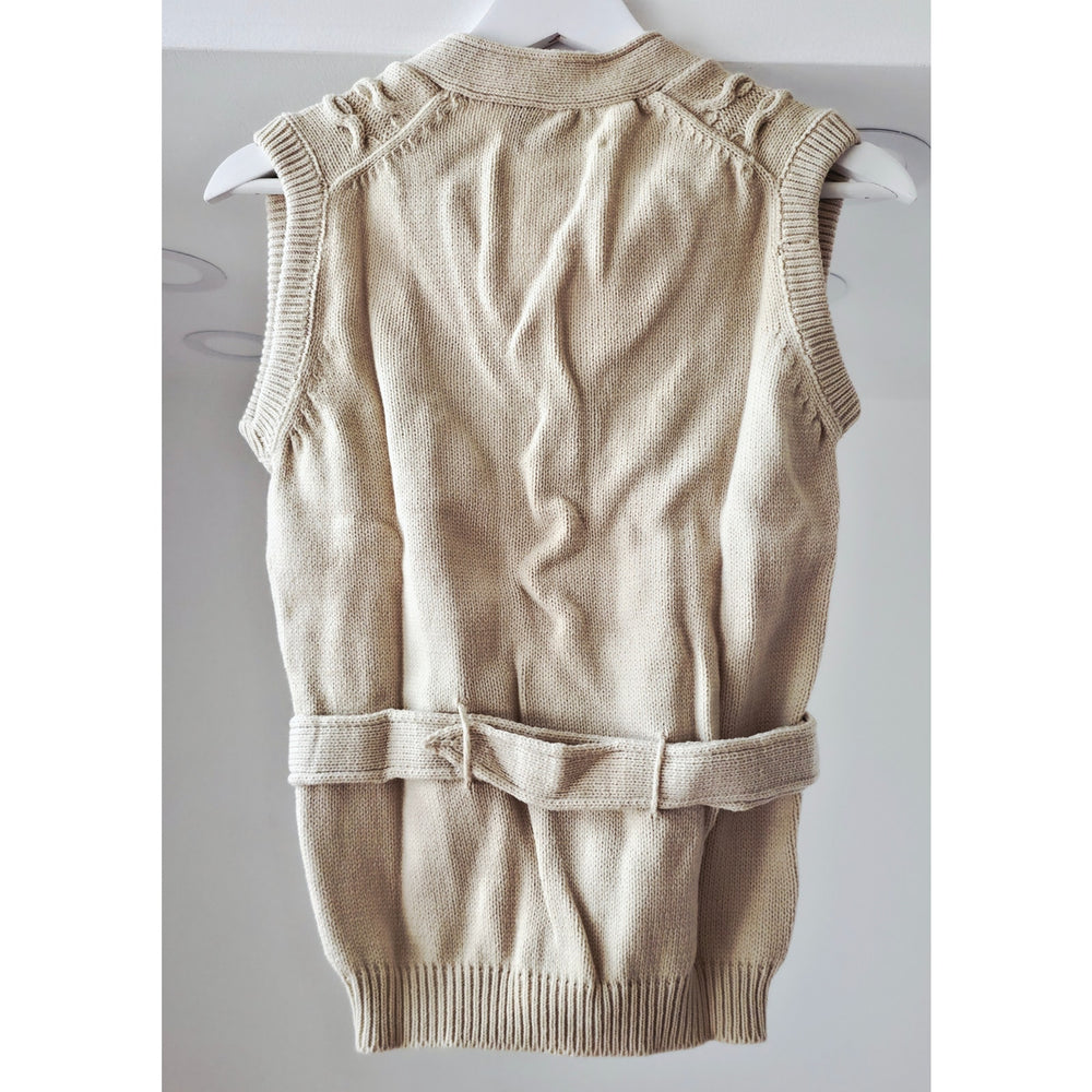 VINTAGE *NEW* 1970's Women's Beige Sweater Vest with Belt 100% Acrylic Size 38