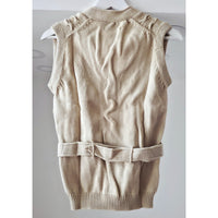 VINTAGE *NEW* 1970's Women's Beige Sweater Vest with Belt 100% Acrylic Size 38