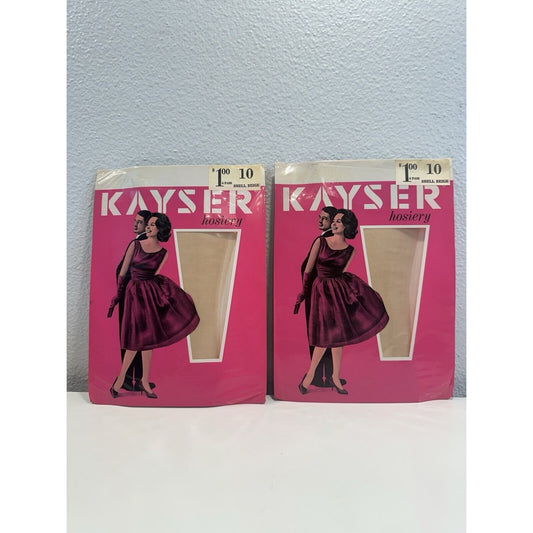 VINTAGE *NEW* 1950's Kayser Hosiery Seamless-Shell Beige Sz 10 X 2