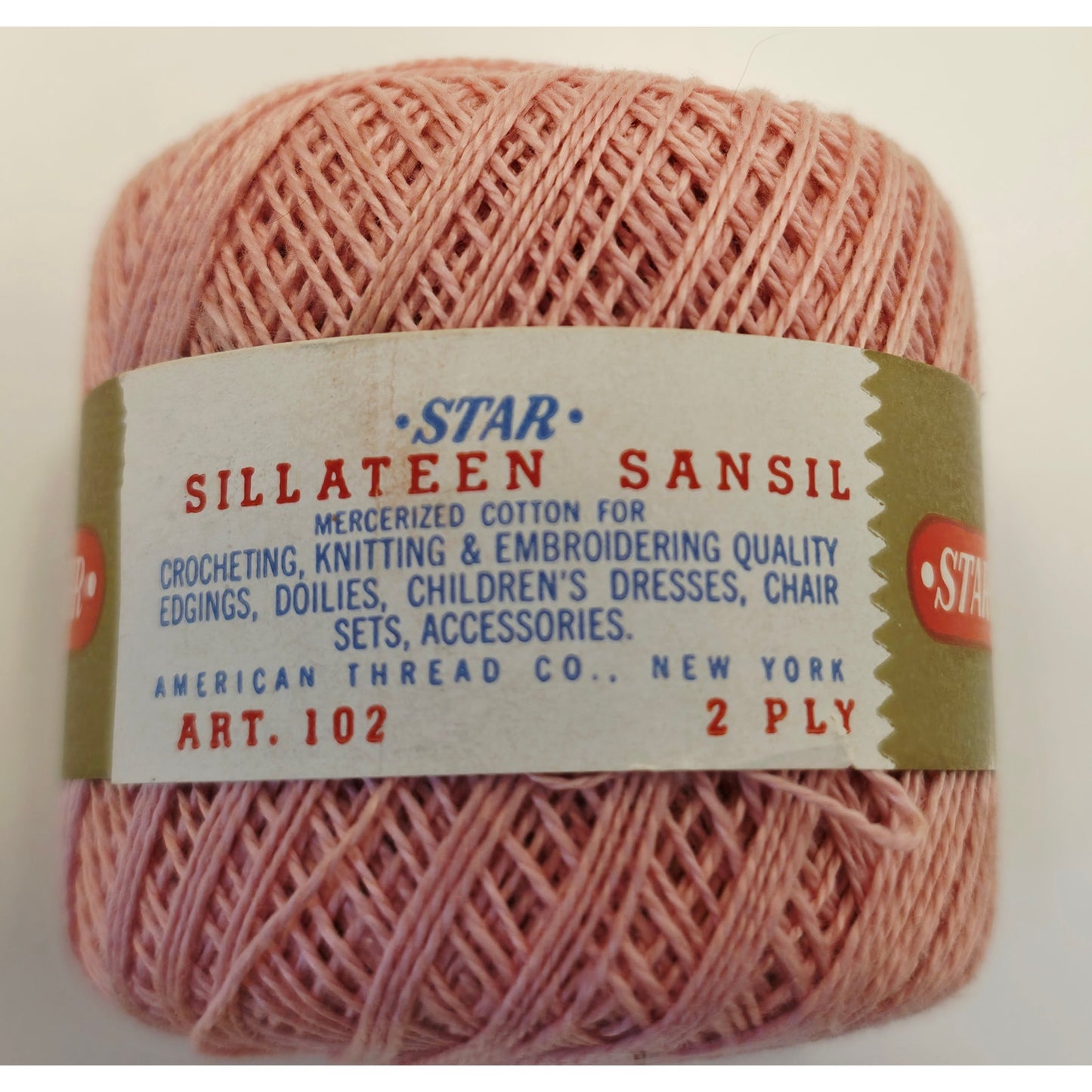 VINTAGE *NEW* 1960's Star Sillateen Sansil Pink Cotton Sewing Thread 43-75 Yards Set of 6 (Pink/Lt Pink)