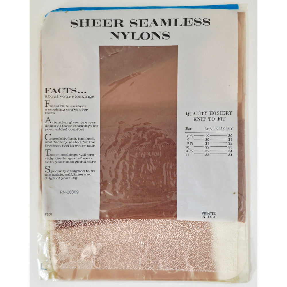 VINTAGE *NEW* 1960's Super Seamless Light Beige Hosiery Size 9.5