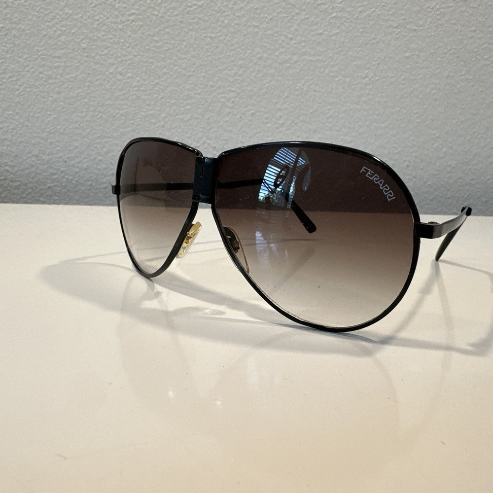 VINTAGE *NEW* 1980's Ferarri Foldable Aviator Sunglasses Black Frame Tinted Lens