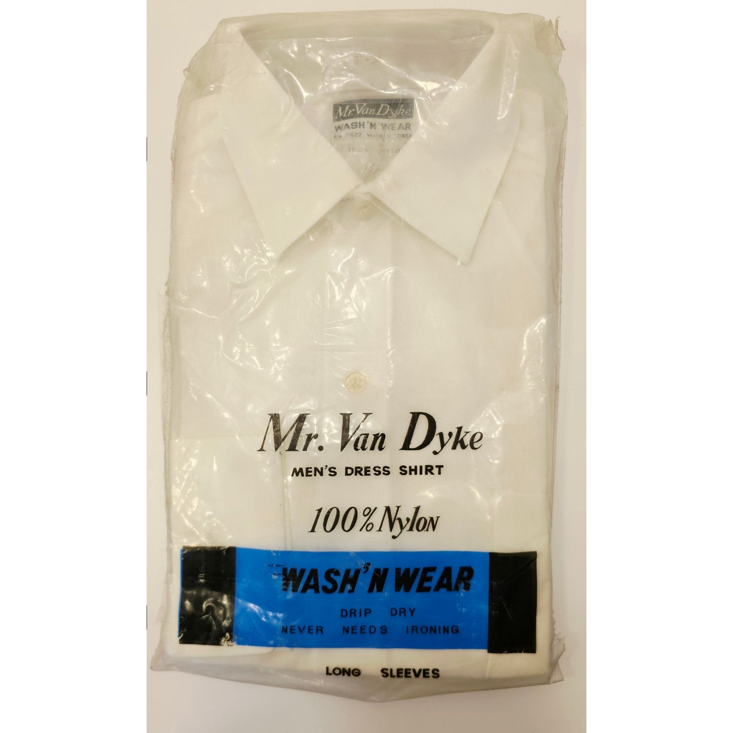 VINTAGE *NEW* 1960's Men's Mr Van Dyke White Dress Shirt 100% Nylon Size 15-34