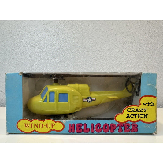 VINTAGE *NEW* 1960's Wind up Helicopter Plastic Toy Hong Kong