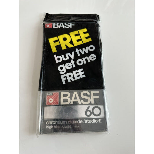 VINTAGE *NEW* BASF Chromium Dioxide II High Bias Cassette Tape-3pk