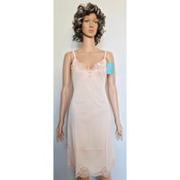 VINTAGE *NEW* 1960's Kayser Women's Light Peach with Lace Trim Long Slip Size S