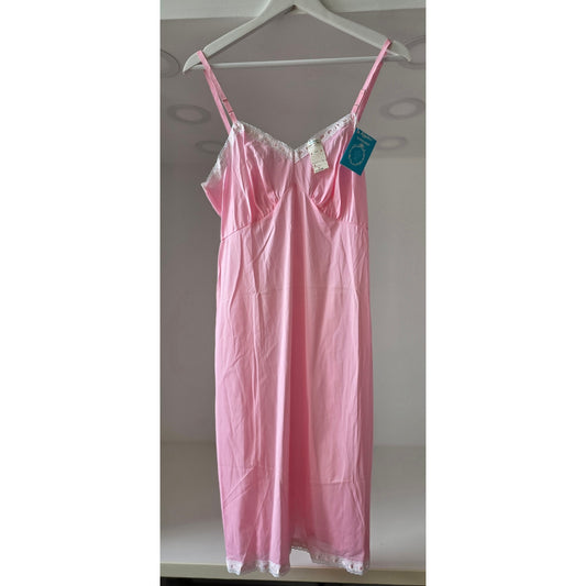 VINTAGE *NEW* 1960's Kayser Pink Slip  with White Lace Trim 100% Nylon Size 34