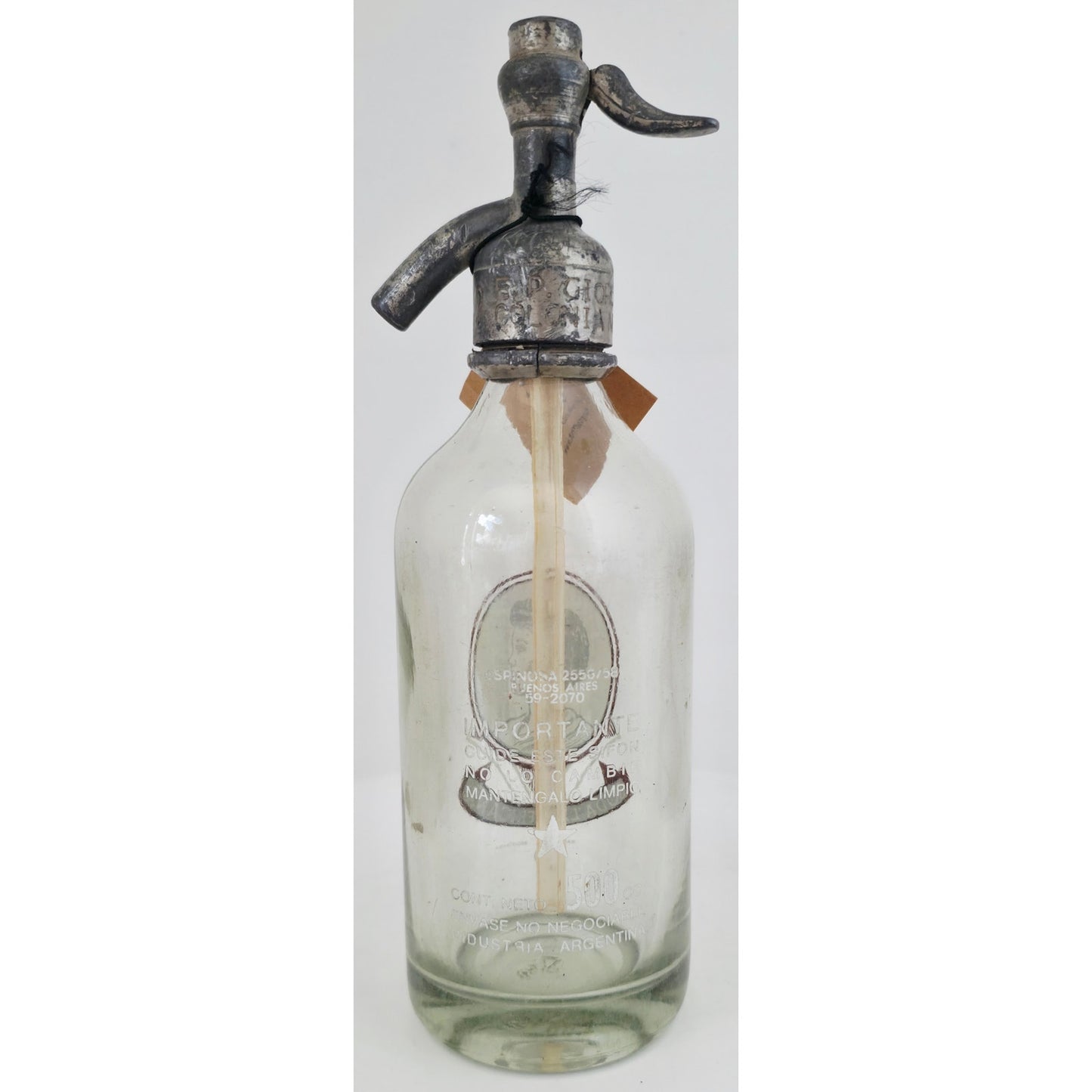 VINTAGE *PRISTINE* 1950's Art Thang Soda La Africana Seltzer Glass Bottle Argentina