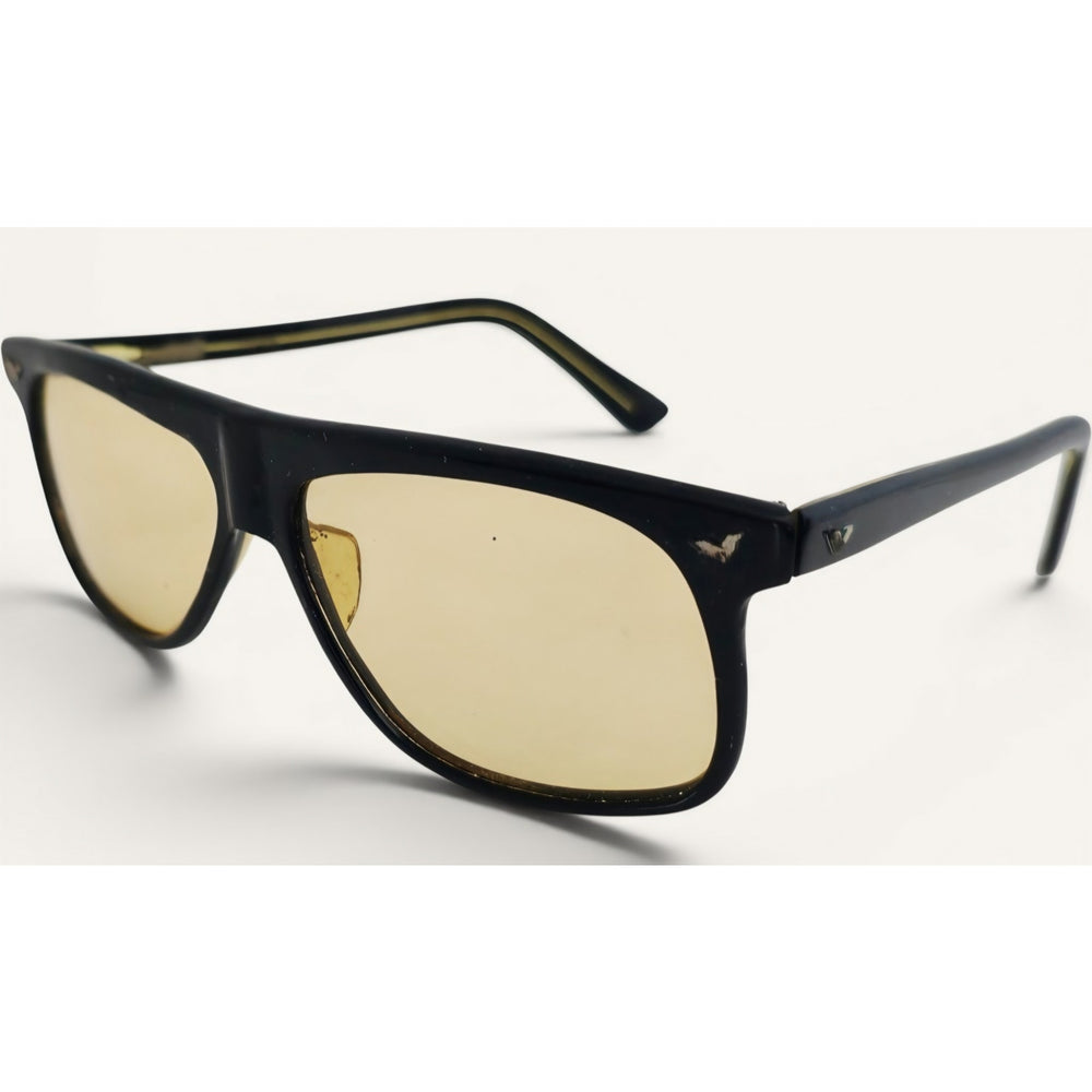 VINTAGE *NEW* 1970's Glam Unisex Dark Brown Frame with Yellow Lens Sunglasses