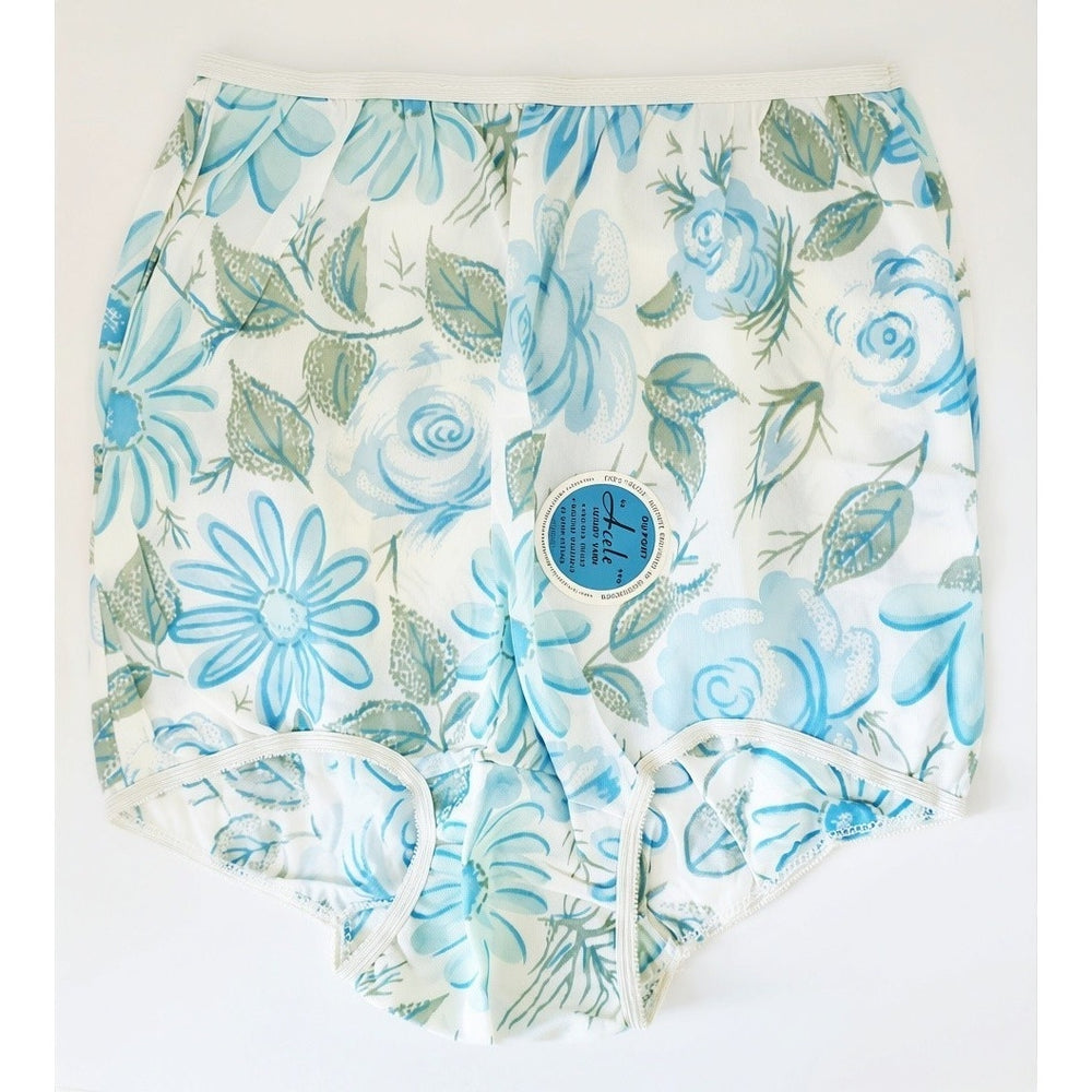 VINTAGE *NEW* 1960's Women's Blue Flower Print Panties Underwear Size 7 (L) USA