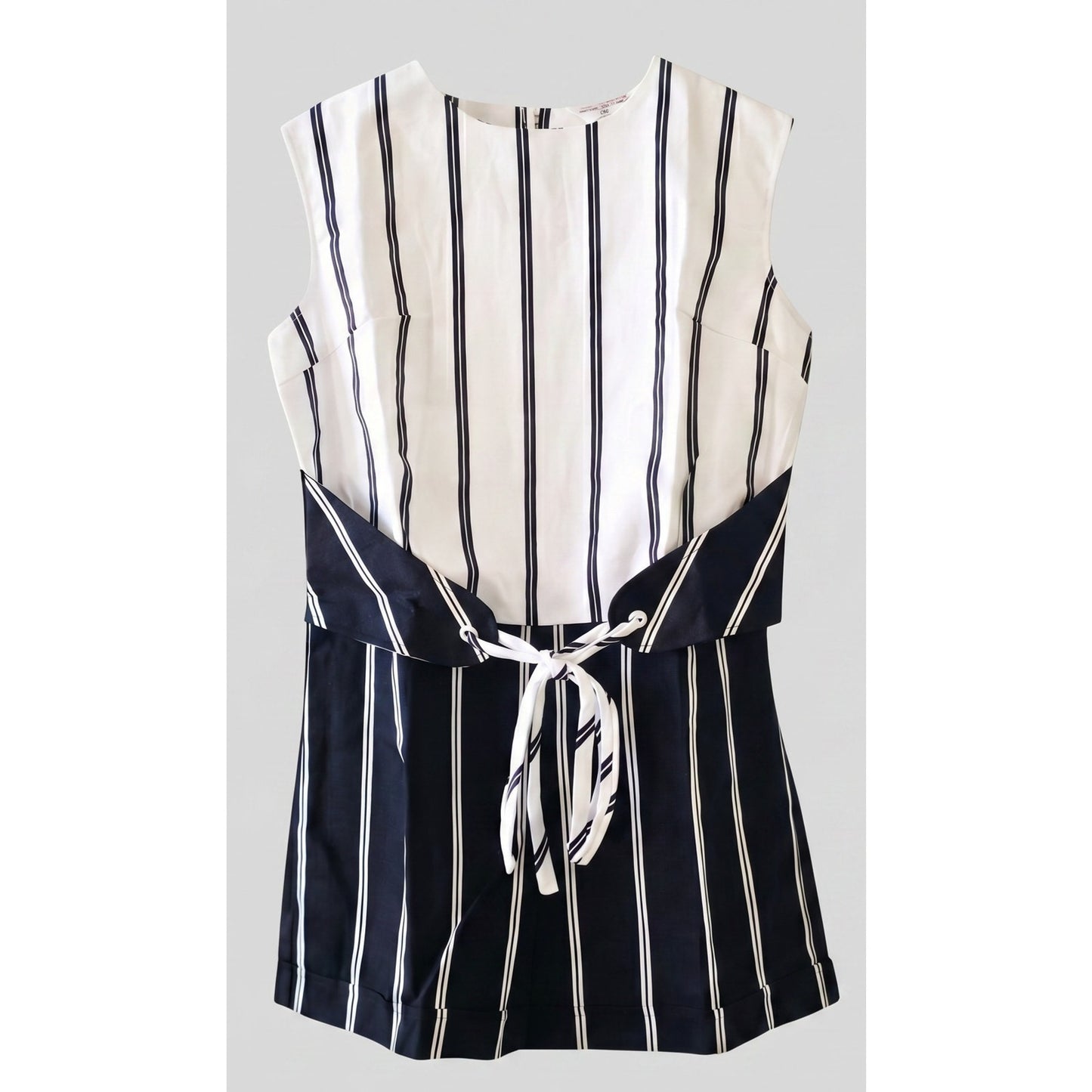 VINTAGE *NEW* 1960's Black & White Stripe Waist Tie Romper Japan Size 10