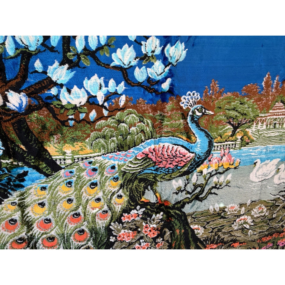 VINTAGE *PRISTINE* 1960's Peacock Lebanese Velvet Tapestry