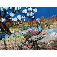 VINTAGE *PRISTINE* 1960's Peacock Lebanese Velvet Tapestry