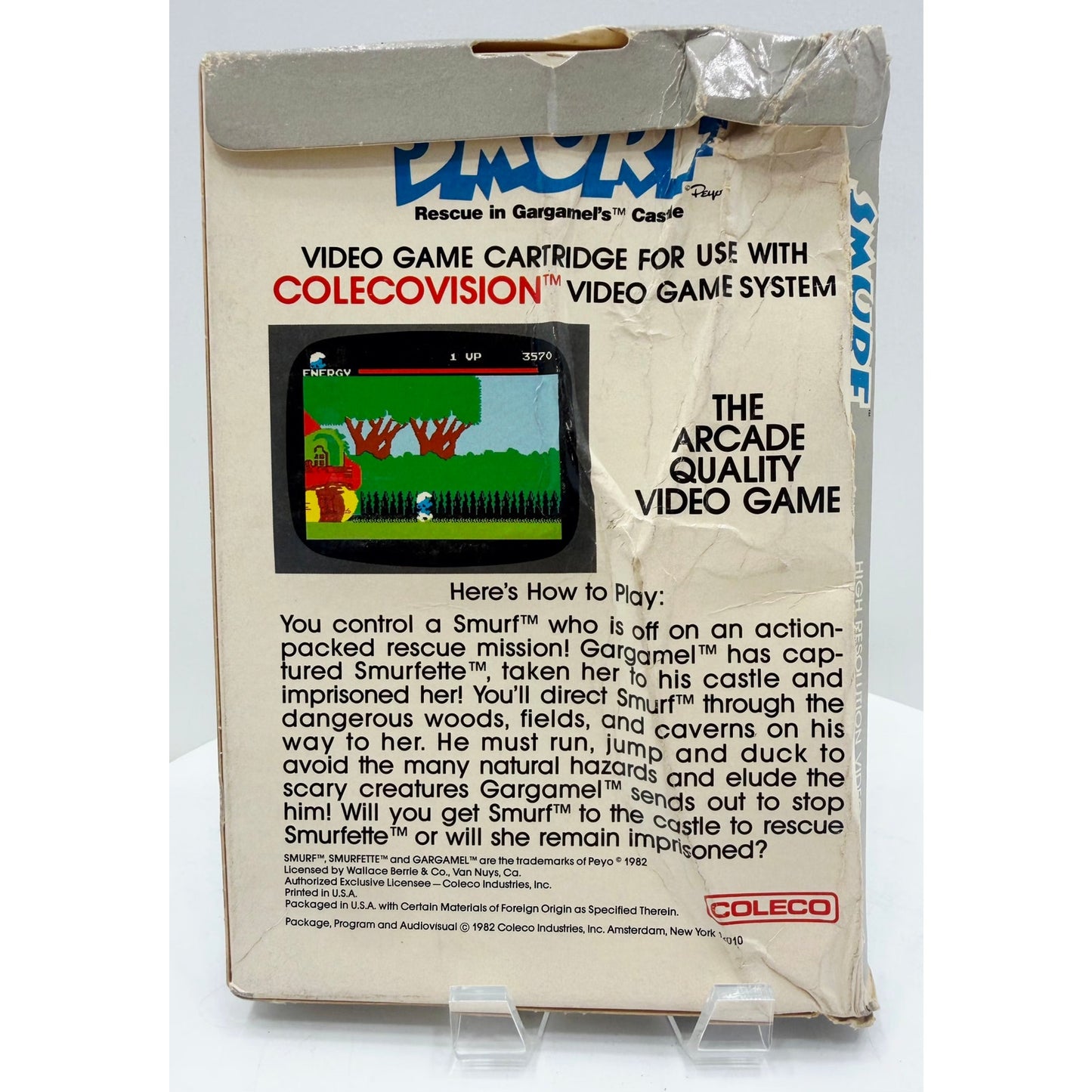 Coleco Vision 1982 SMURF Video Game NOS Sealed w/Box Damage Unsold Dealer Stock
