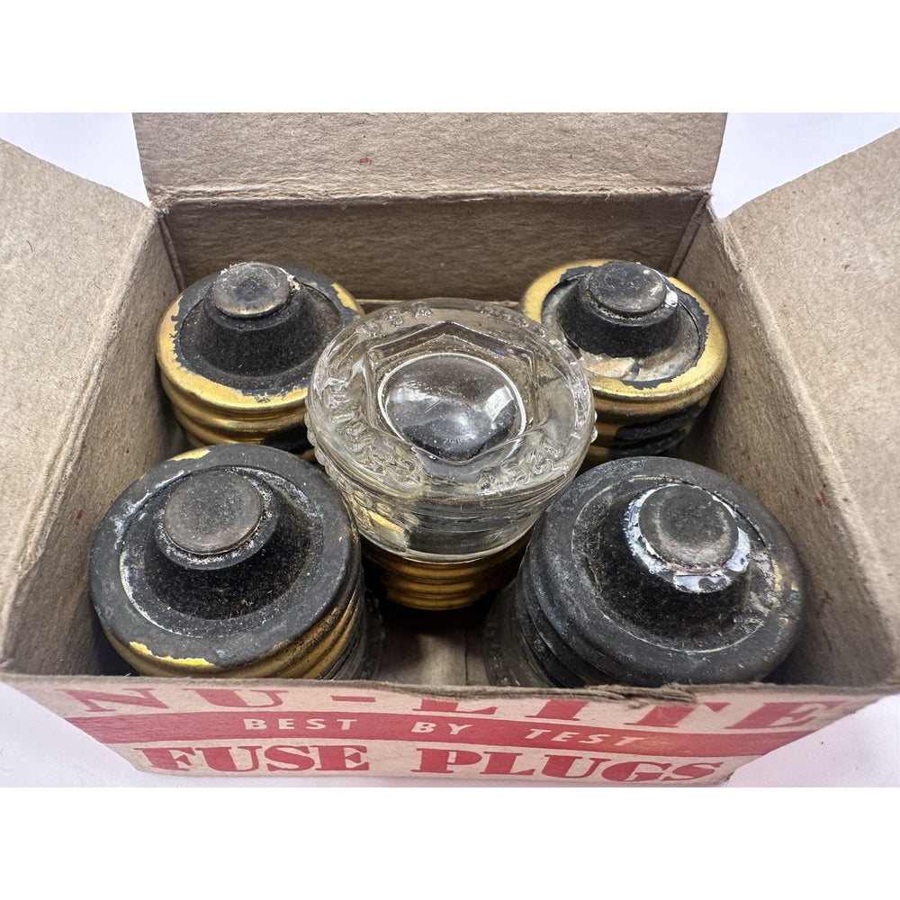VINTAGE *NEW* 1970's Nu-Lite Glass Fuse Plugs 15 Amp 125 Volt USA, 5 Per Box