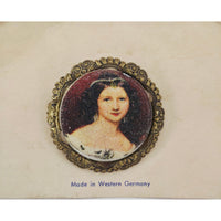 VINTAGE 'NEW' 1950's Western Germany Victorian Style Portrait Brooch on Card