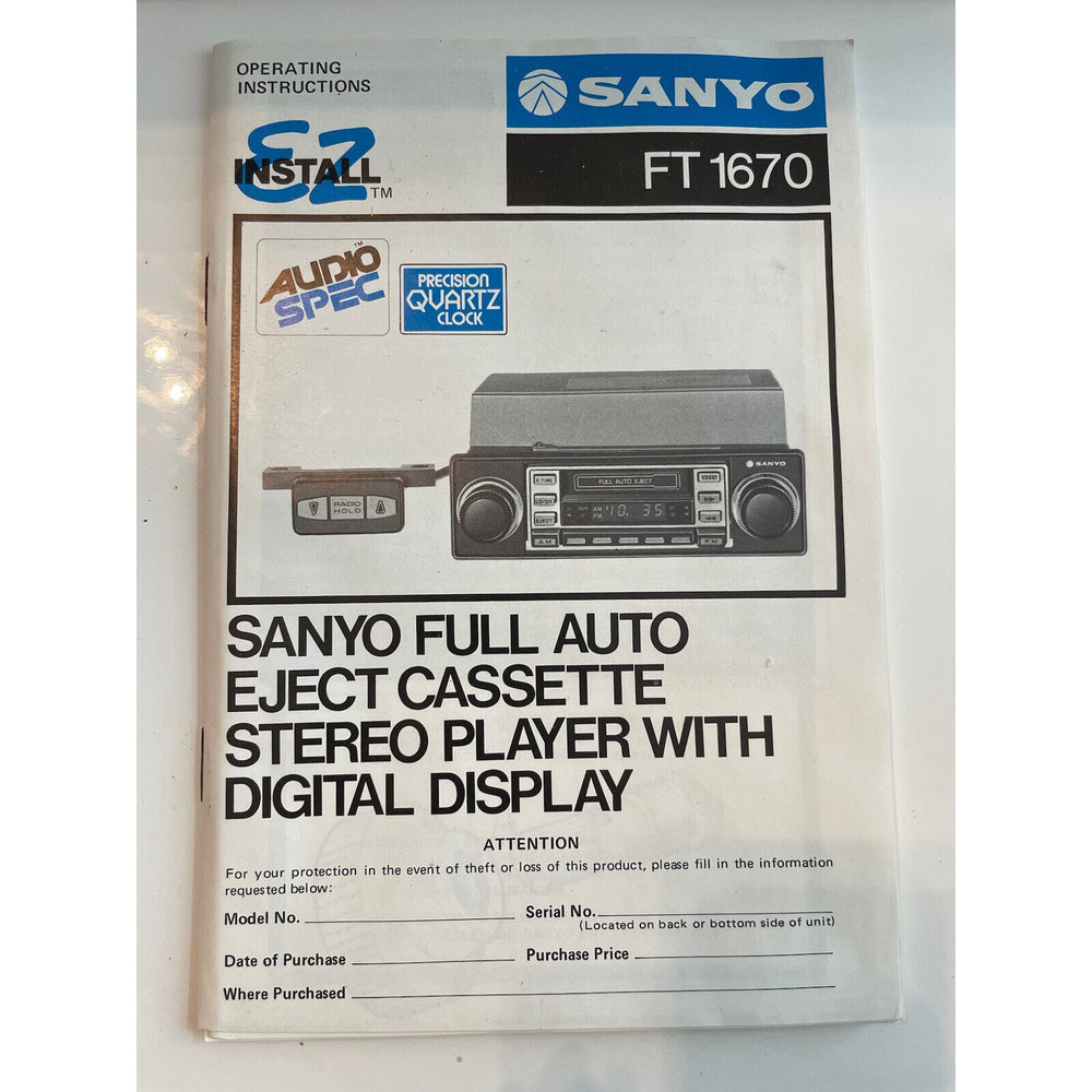 VINTAGE *NEW* Sanyo FT-1670 Indash led Radio Cassette Player