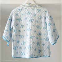 VINTAGE *PRISTINE* 1960's Binstron Women's White & Blue Padded Pajama Top Size 34