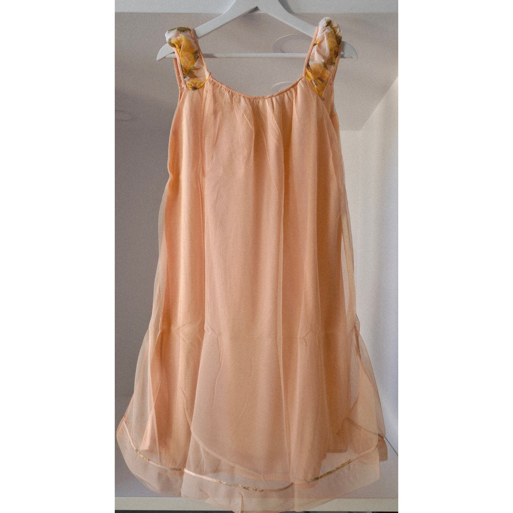 VINTAGE *NEW* 1960's Women's Peach Nightgown with Flowers 100% Acetate Size L