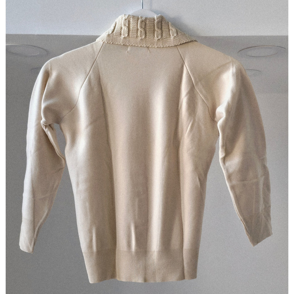 VINTAGE *NEW* 1960's Taupe Collared Women's Sweater w/Buttons 100% Nylon Size 34