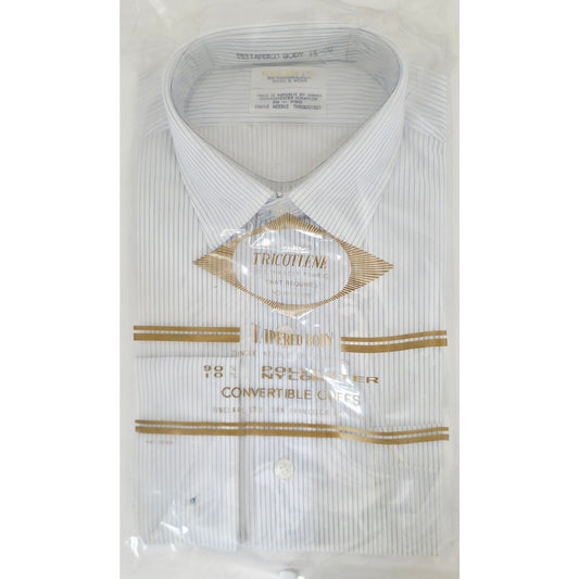 VINTAGE *NEW* 1960's Men's Sinclare White Striped Shirt 100% Nylon Size 15-32