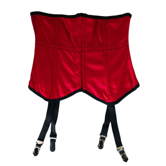 VINTAGE *NEW* 1950's Women's Red w/Black Trim Corset | Waist Cincher Size 24