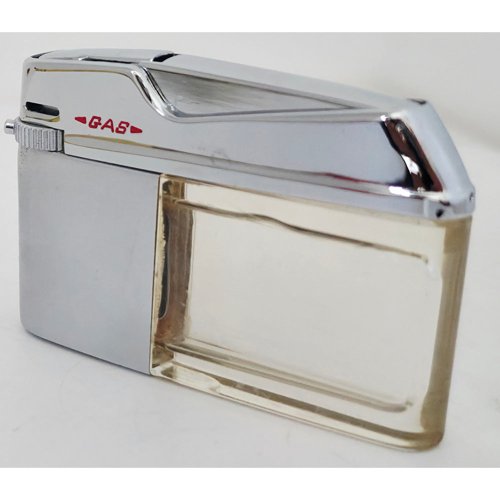 VINTAGE *NEW* 1960's JJJ C-Thru Silver Butane Lighter Japan