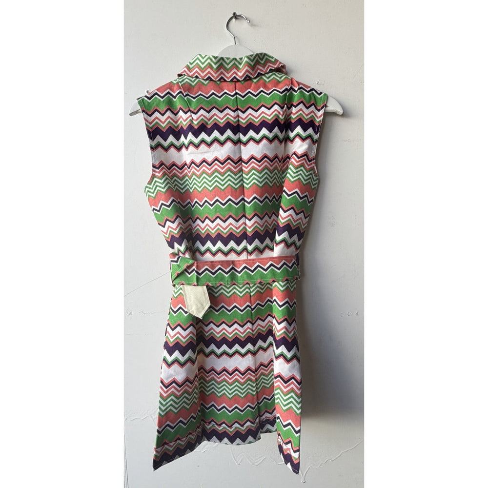 VINTAGE *NEW* 1960's Chevron Print Romper with Belt Size 14 (Fits like 6-8)