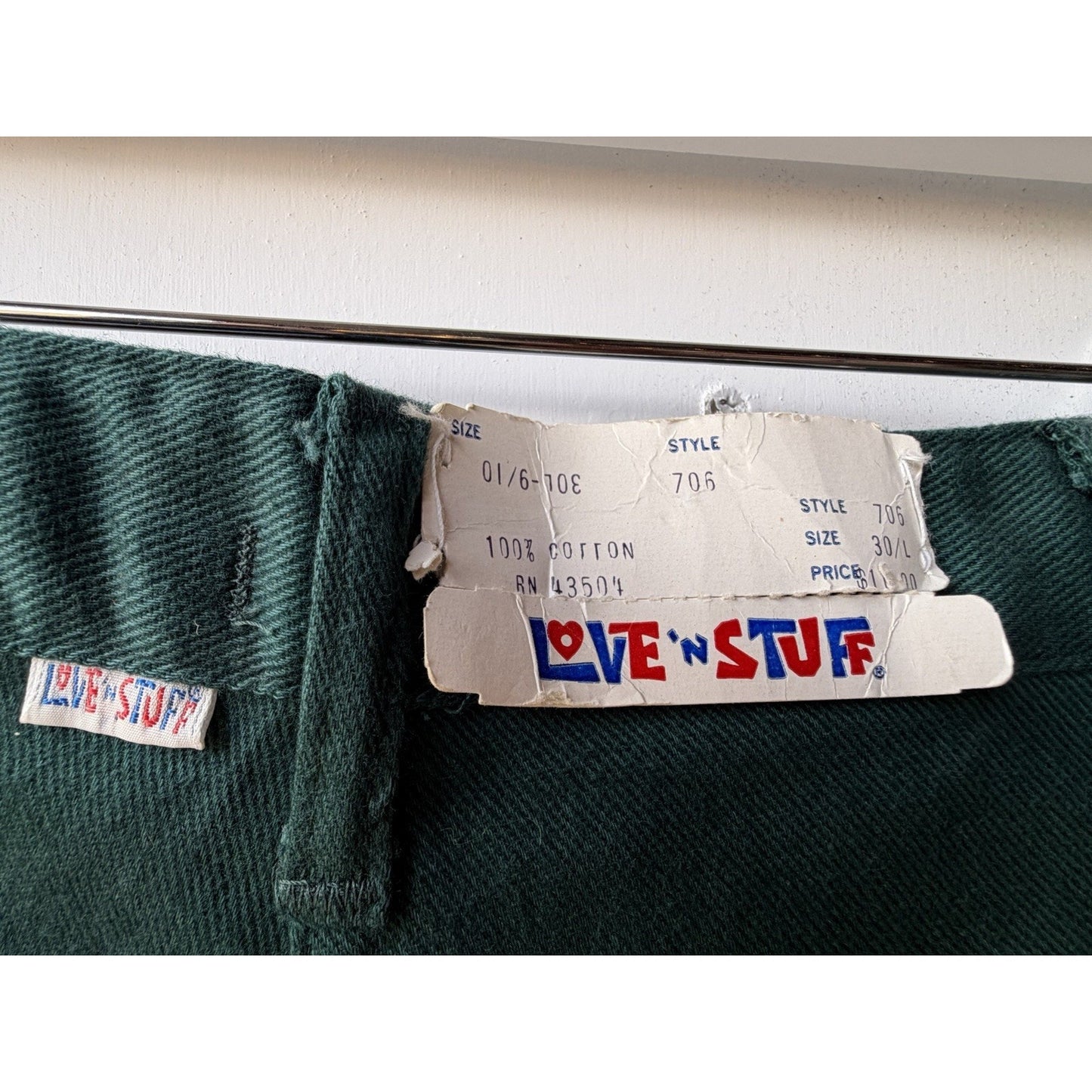 VINTAGE *NEW* 1960's Love N' Stuff Turquoise Twill Botton Pocket Pants Size 30