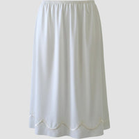 VINTAGE *NEW* 1960's Women's Off Wht Slip Skirt with Piping & Flower Trim Size L