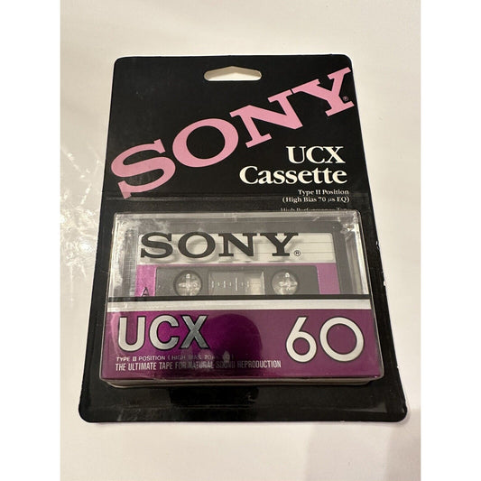VINTAGE *NEW* Sony UCX 60 Type II Blank Cassette Tape On Card