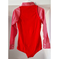VINTAGE *NEW* 1960's Women's Red Body Shirt w/Pointed Collar 100% Nylon Size L