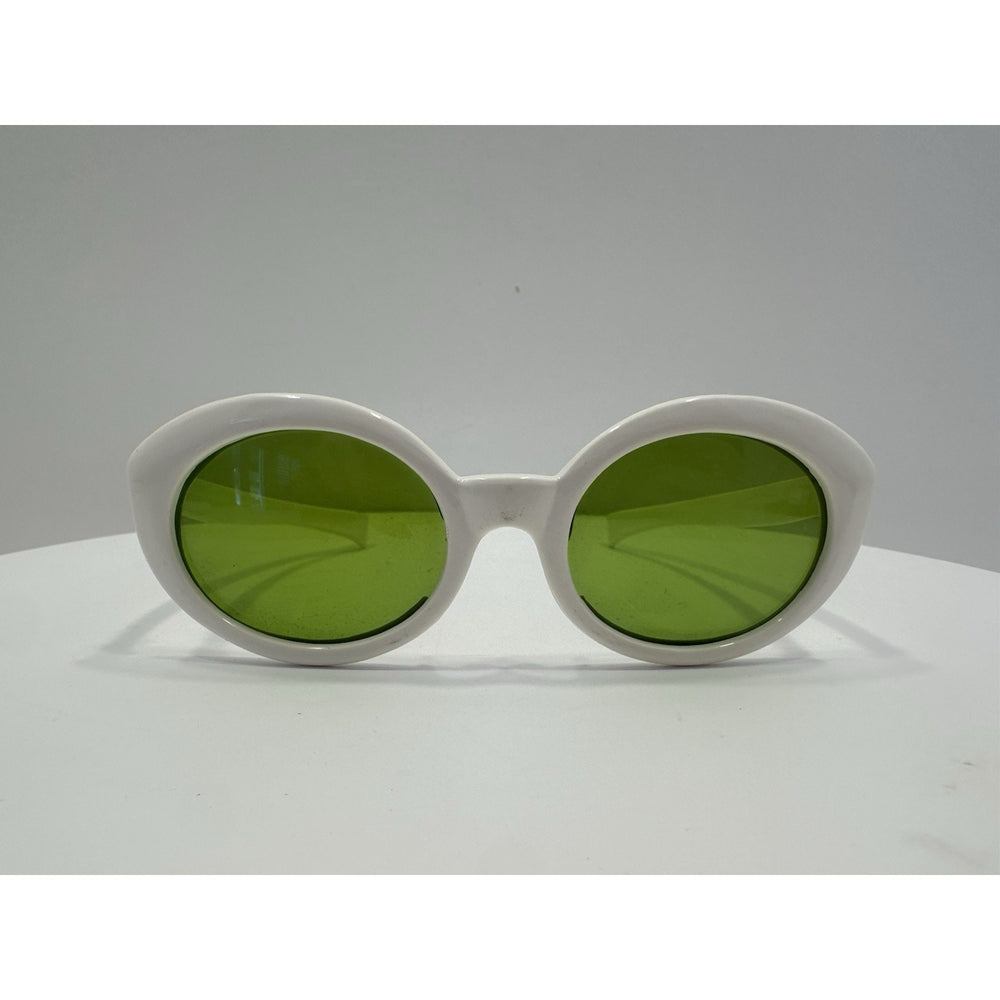 VINTAGE *NEW* 1970's Glam Unisex Sunglasses White Oval Frame