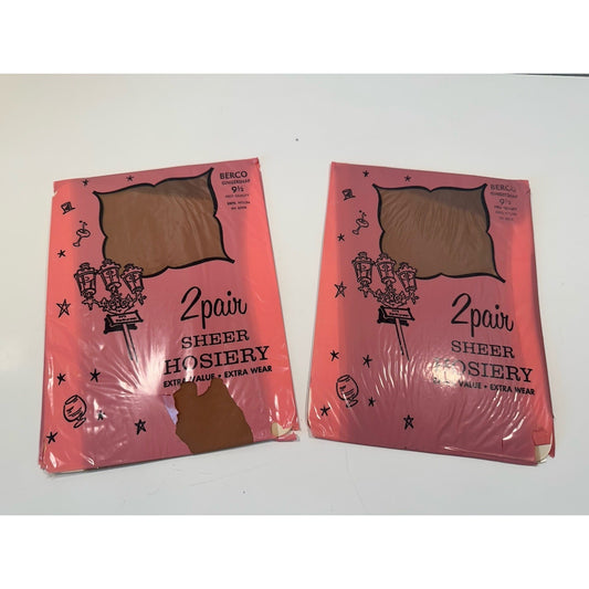 VINTAGE *NEW* Berco Hosiery-Seamless-Gingersnap-Sz 9.5M-2X 2-Pair/Pack Movie