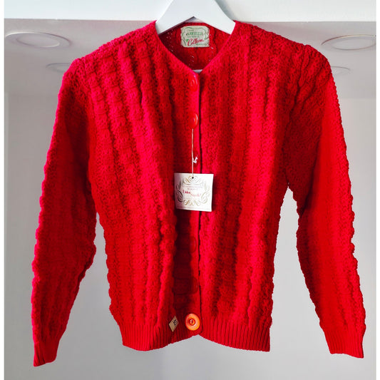 VINTAGE *NEW* 1960's Colleen Women's Bright Red Button-Down Sweater Size L (40)