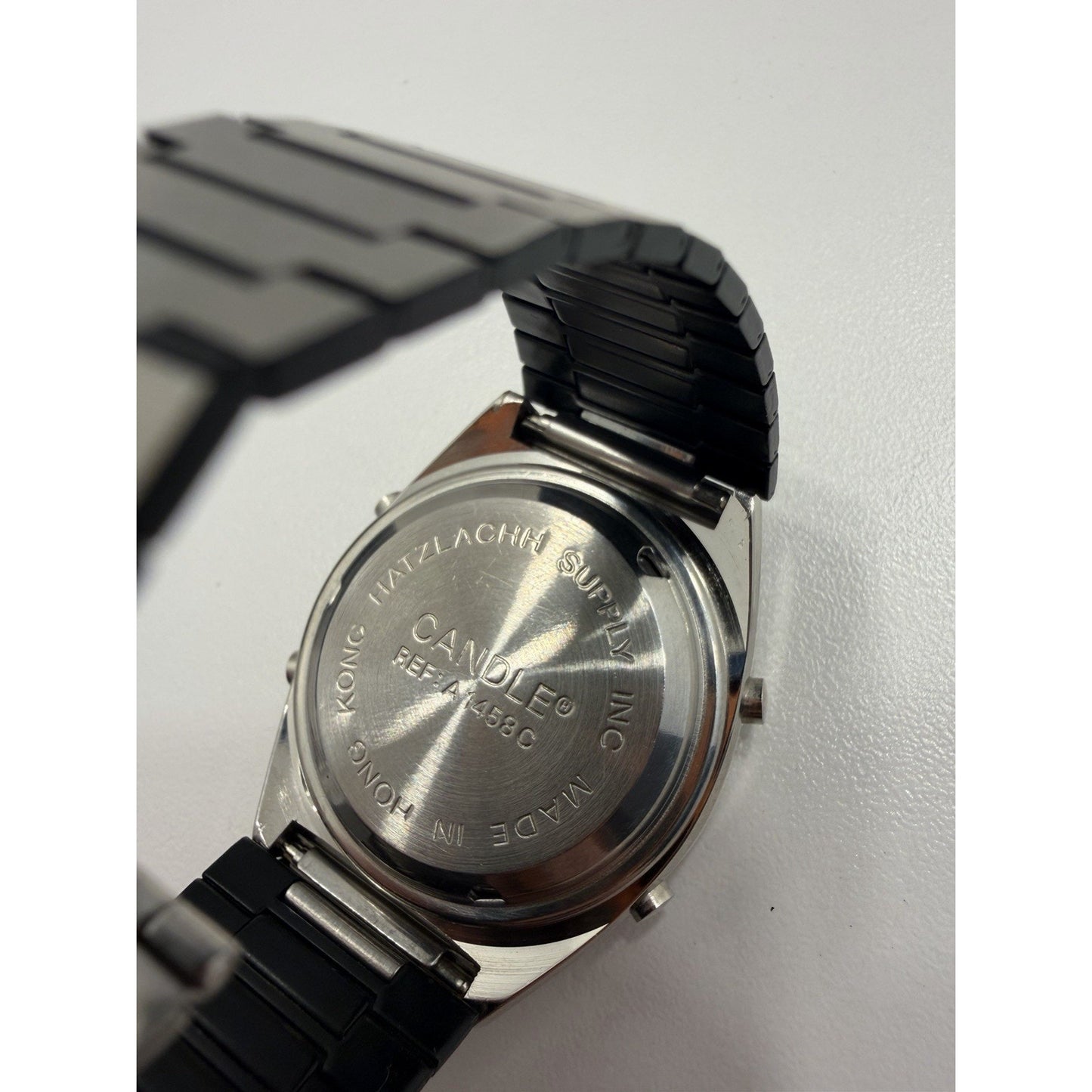 VINTAGE *NEW* 1970's Candle Quartz Digital Alarm Calendar Stainless Steel Watch