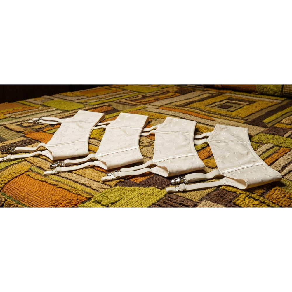 VINTAGE *NEW* 1960's MACBESS Women's Cream w/Flowers Garter Belt Sz 30 Lot of 4