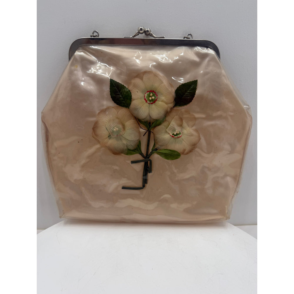 VINTAGE *NEW* 1950's Clear Vinyl Floral Handbag with Original Packing